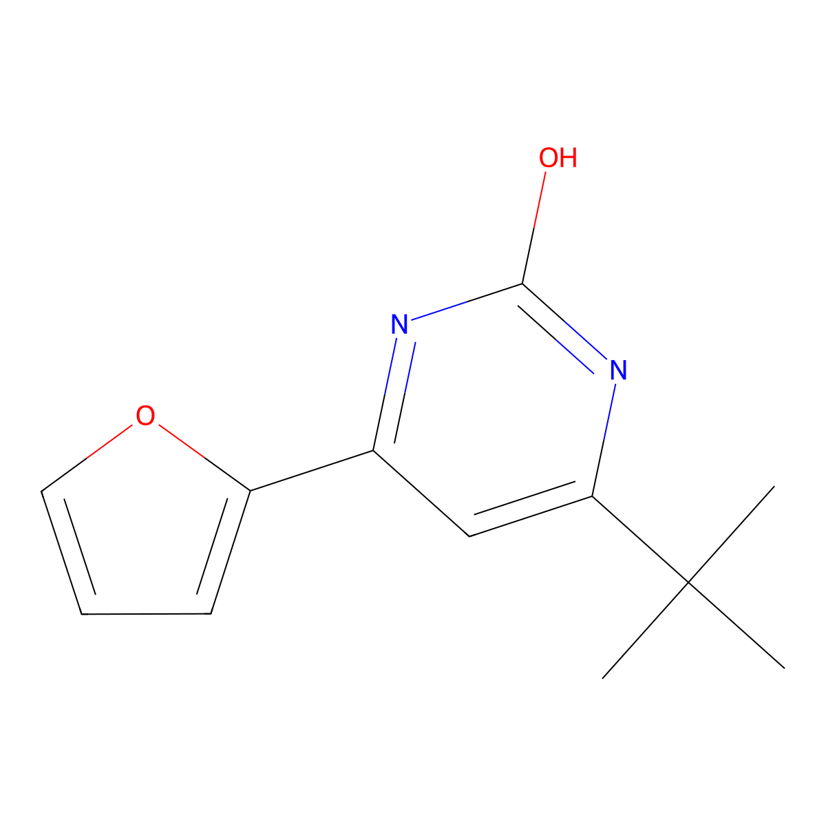 2-Hydroxy-4-(2-furyl)-6-(tert-butyl)pyrimidine molecular structure, CAS 1412958-11-2