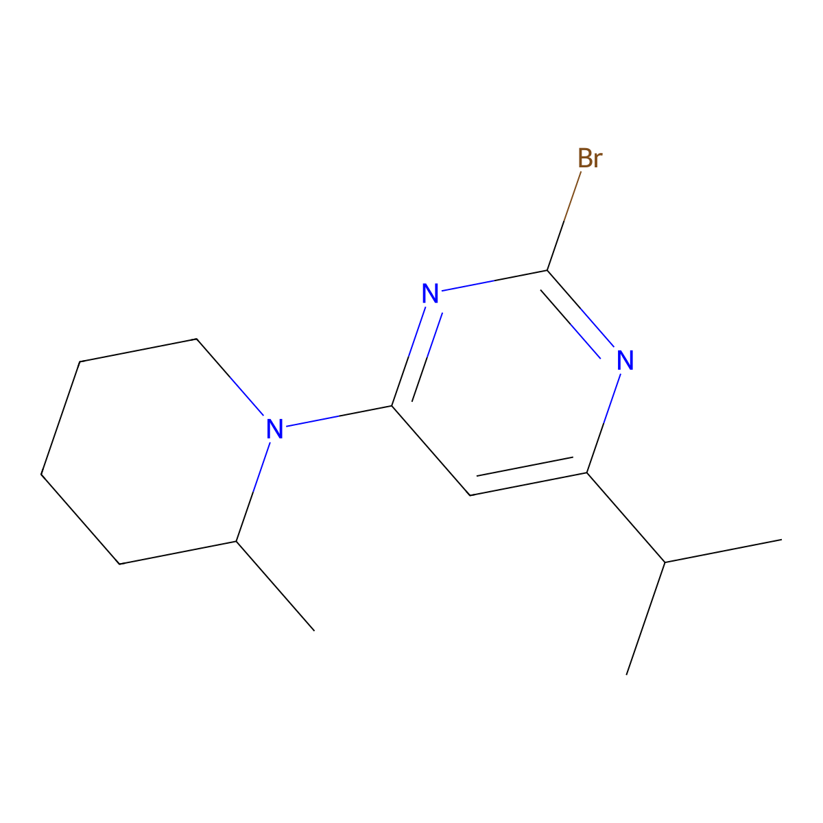 2-Bromo-4-(2-methylpiperidin-1-yl)-6-(iso-propyl)pyrimidine molecular structure, CAS 1412958-12-3