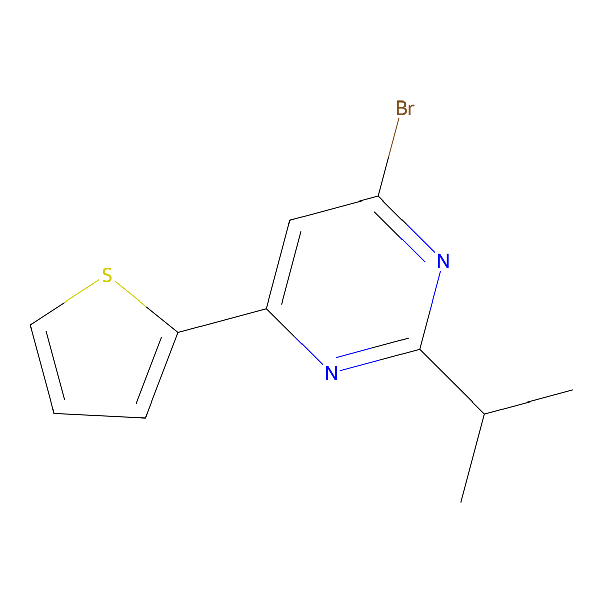 4-Bromo-2-(iso-propyl)-6-(2-thienyl)pyrimidine molecular structure, CAS 1412958-14-5