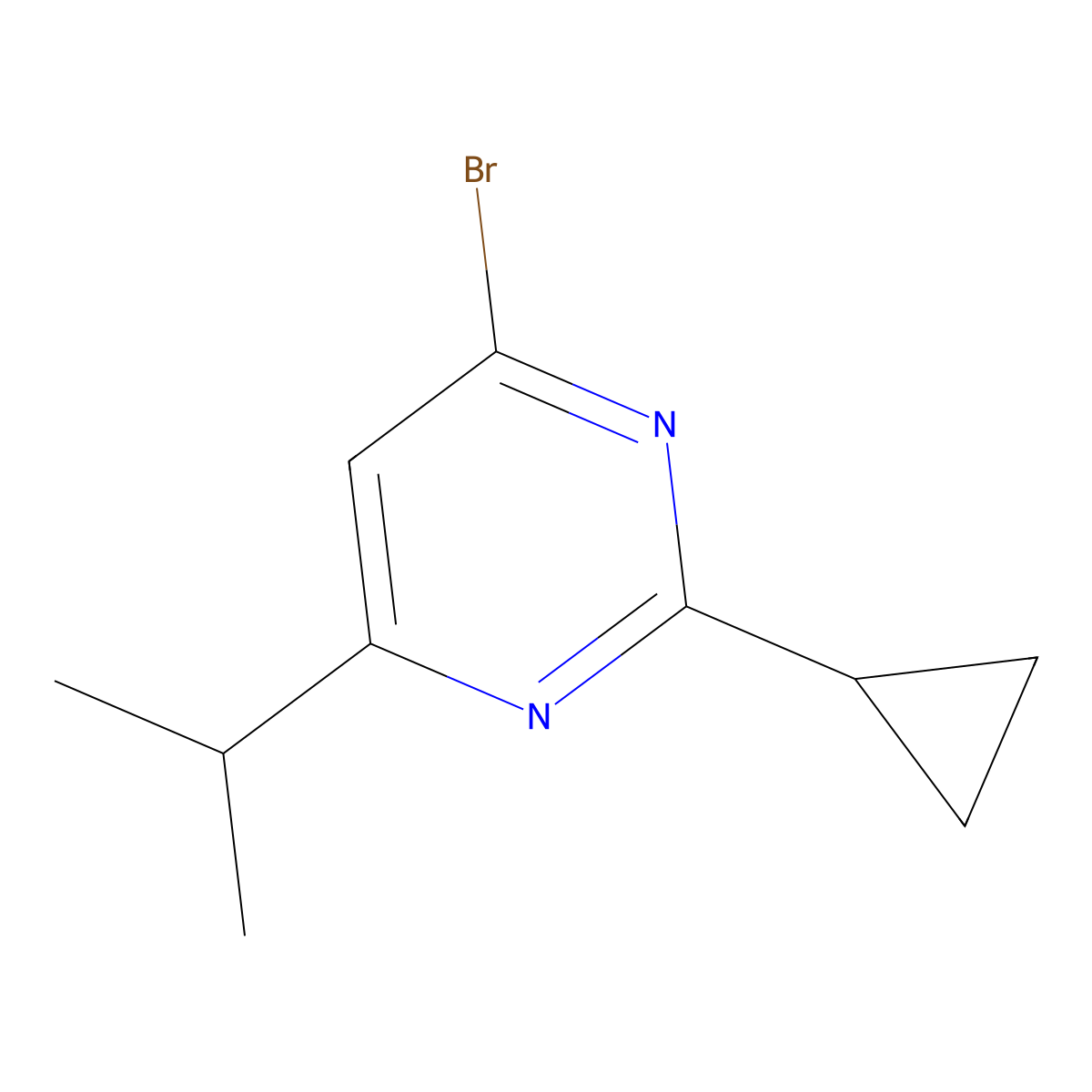 4-Bromo-2-cyclopropyl-6-(propan-2-yl)pyrimidine molecular structure, CAS 1412958-15-6
