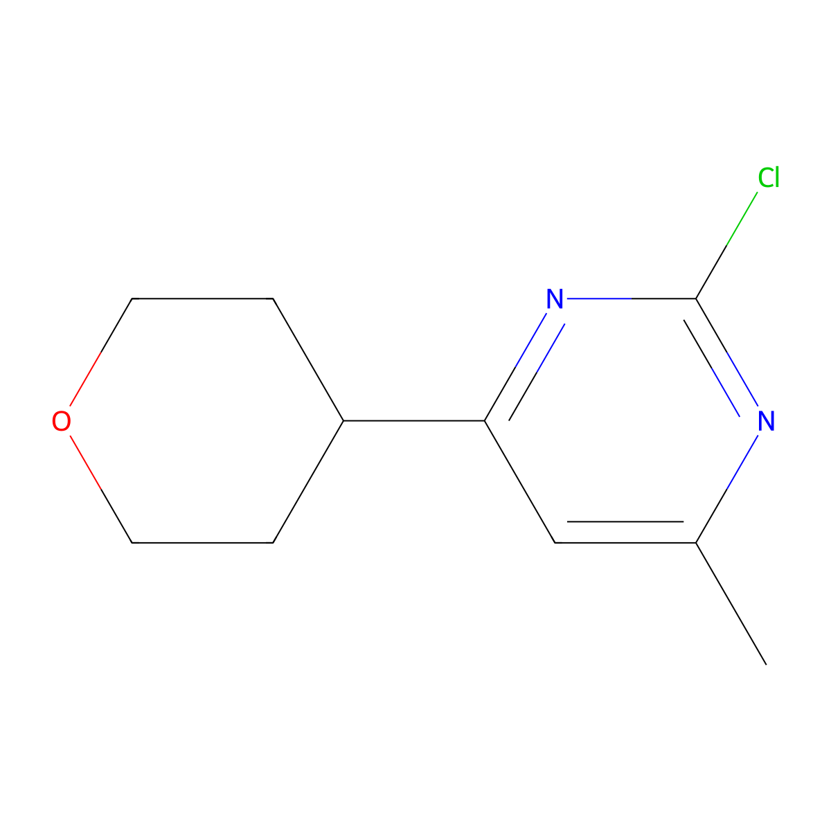 2-Chloro-4-methyl-6-(tetrahydro-2H-pyran-4-YL)pyrimidine molecular structure, CAS 1412958-17-8