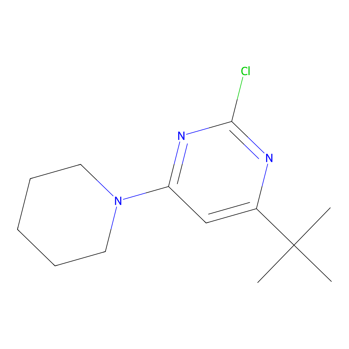 2-Chloro-4-(piperidin-1-yl)-6-(tert-butyl)pyrimidine molecular structure, CAS 1412958-24-7
