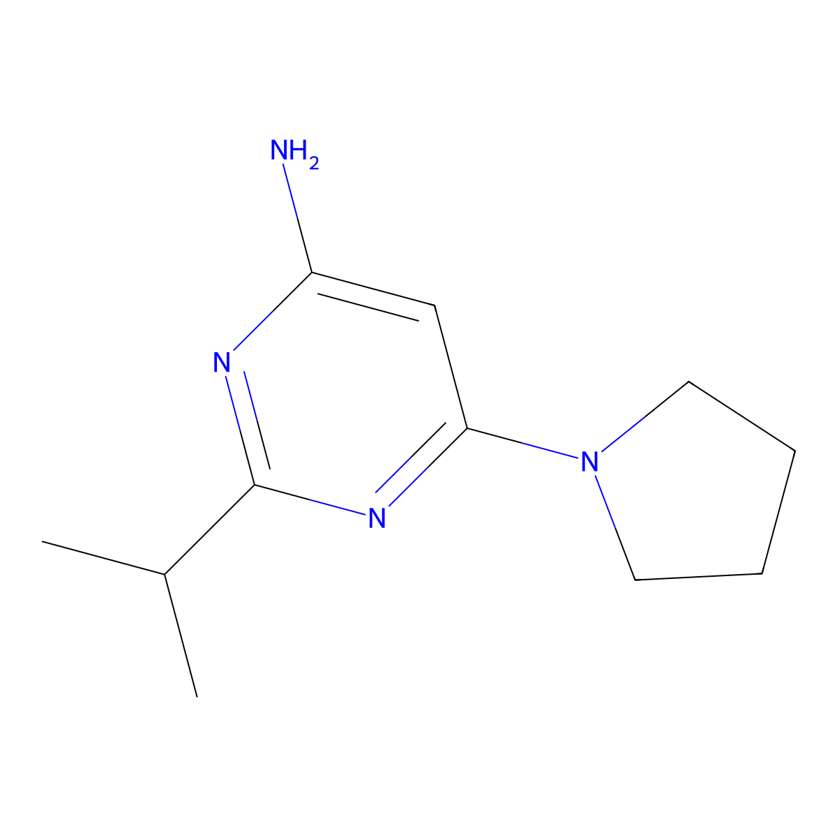 4-Amino-2-(iso-propyl)-6-(pyrrolidin-1-yl)pyrimidine molecular structure, CAS 1412958-29-2