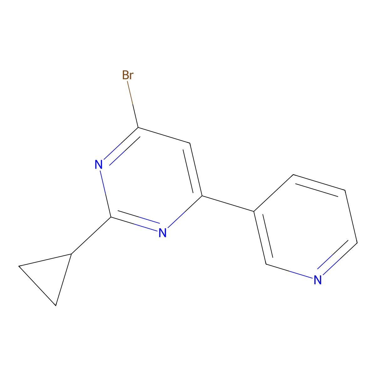4-Bromo-2-cyclopropyl-6-(3-pyridyl)pyrimidine molecular structure, CAS 1412958-30-5