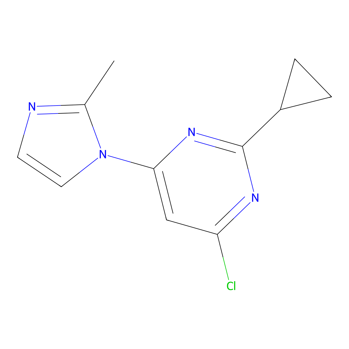 4-Chloro-2-cyclopropyl-6-(2-methylimidazol-1-yl)pyrimidine molecular structure, CAS 1412958-34-9