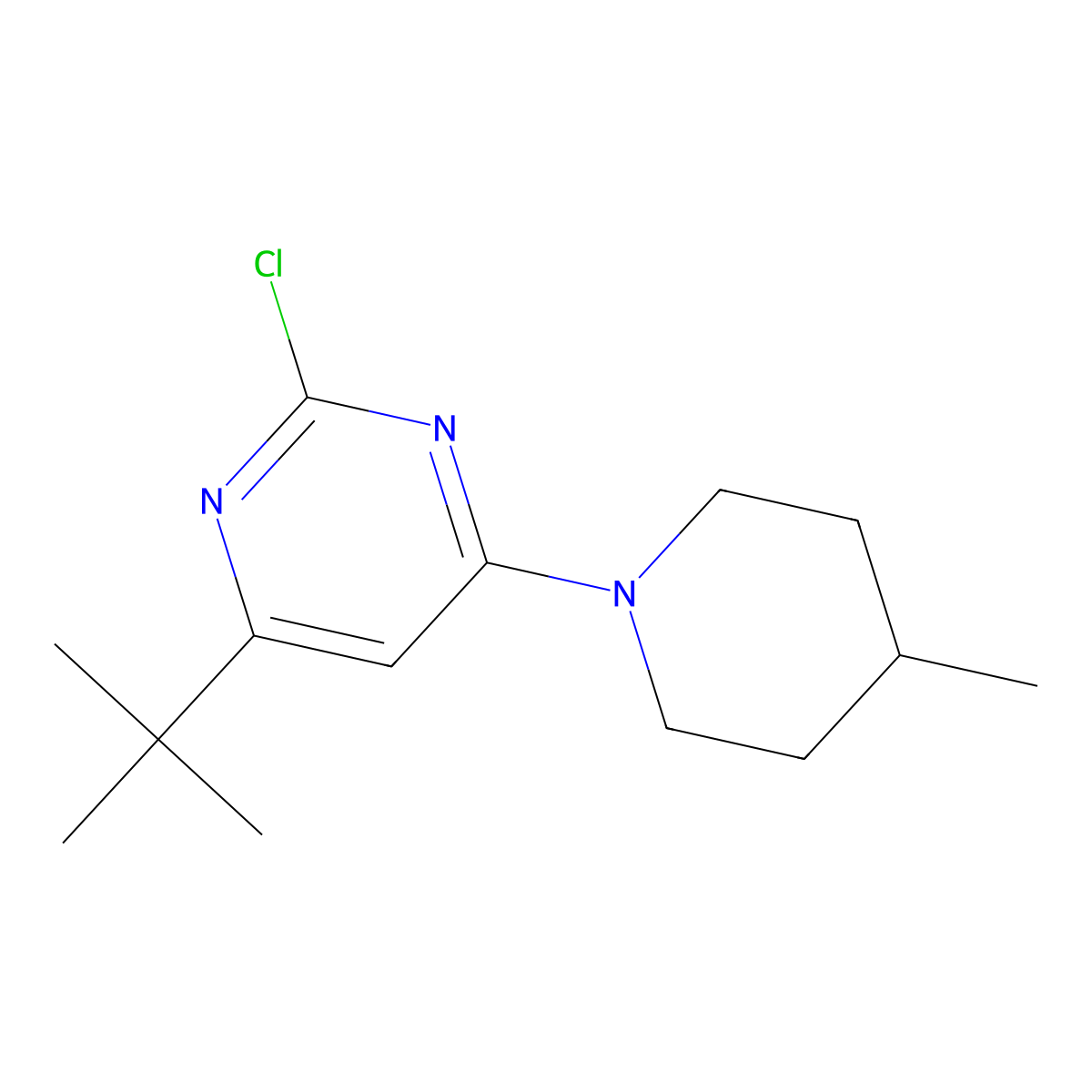2-Chloro-4-(4-methylpiperidin-1-yl)-6-(tert-butyl)pyrimidine molecular structure, CAS 1412958-35-0