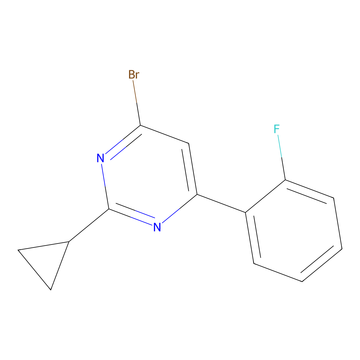 4-Bromo-2-cyclopropyl-6-(2-fluorophenyl)pyrimidine molecular structure, CAS 1412958-38-3