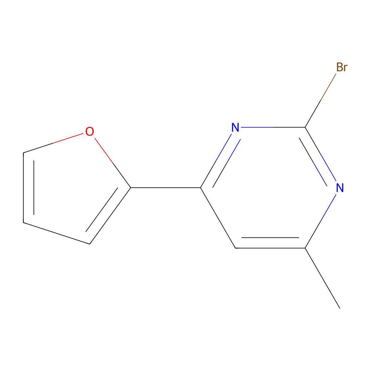 2-Bromo-4-(2-furyl)-6-methylpyrimidine molecular structure, CAS 1412958-39-4