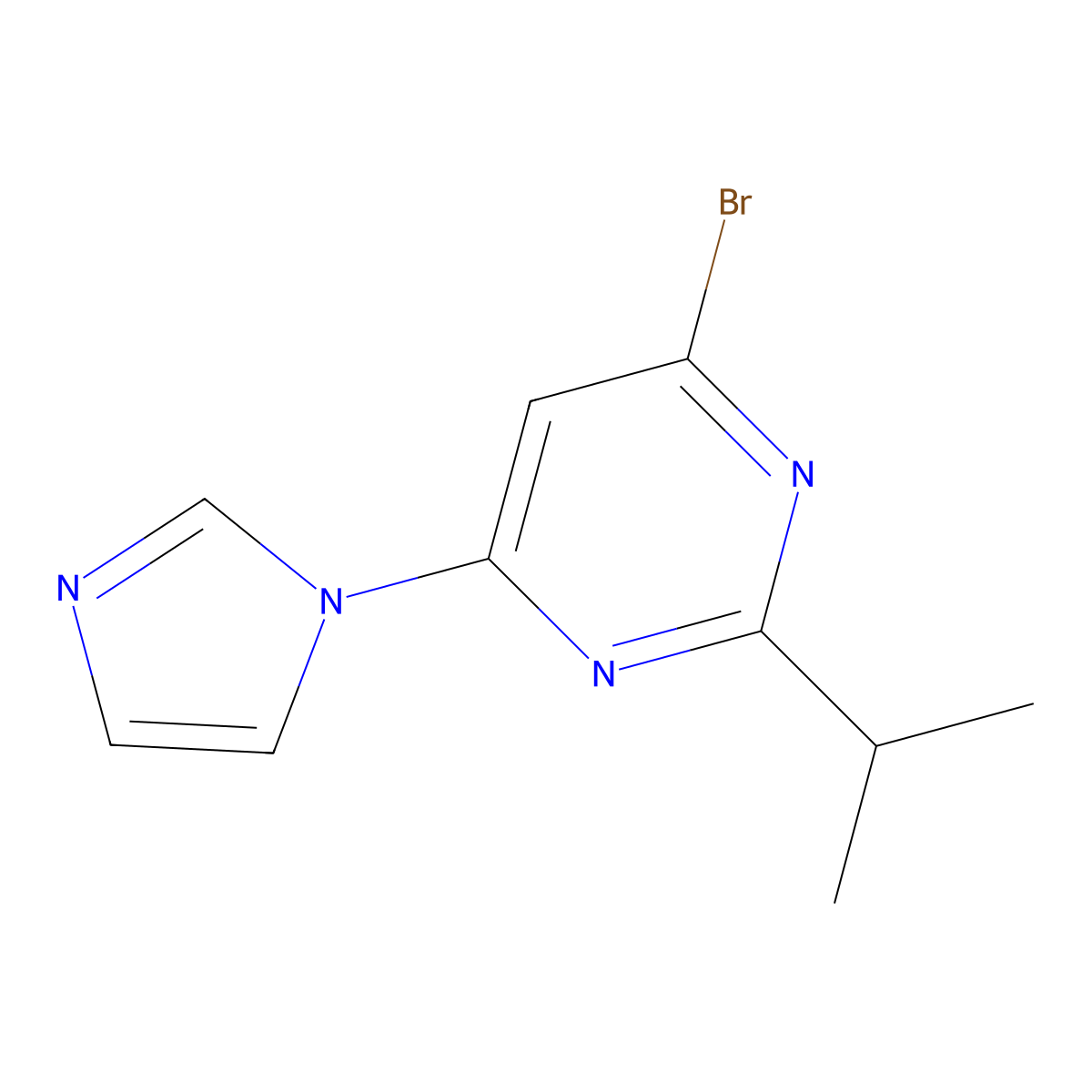 4-Bromo-2-(iso-propyl)-6-(1H-imidazol-1-yl)pyrimidine molecular structure, CAS 1412958-46-3