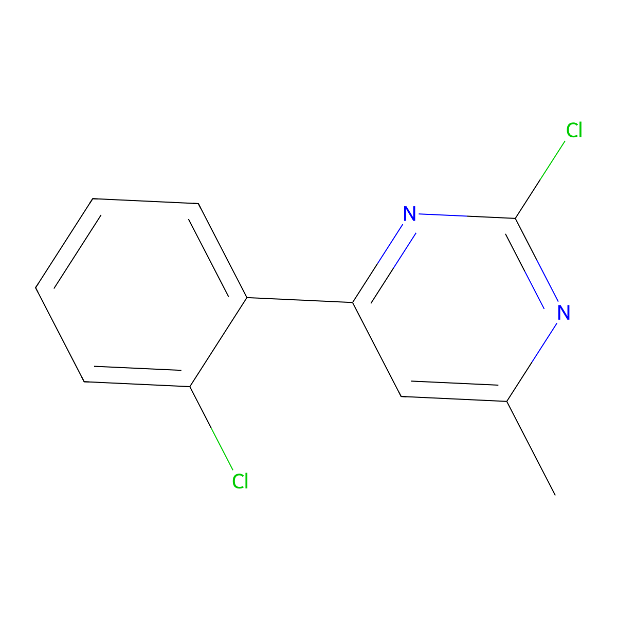 2-Chloro-4-(2-chlorophenyl)-6-methylpyrimidine molecular structure, CAS 1412958-49-6