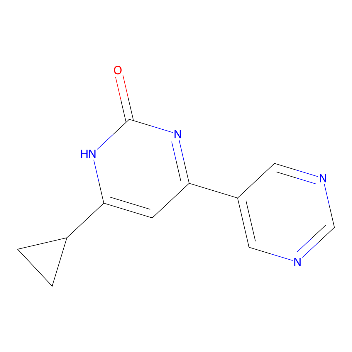 2-Hydroxy-4-(pyrimidin-5-yl)-6-cyclopropylpyrimidine molecular structure, CAS 1412958-58-7