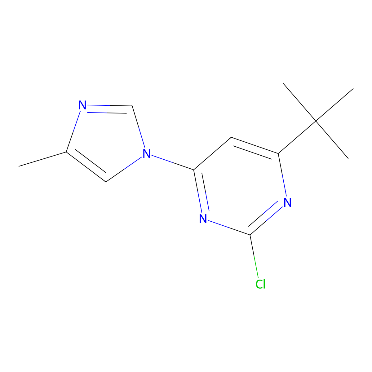 2-chloro-4-(1H-4-methylimidazol-1-yl)-6-(tert-butyl)pyrimidine molecular structure, CAS 1412958-60-1