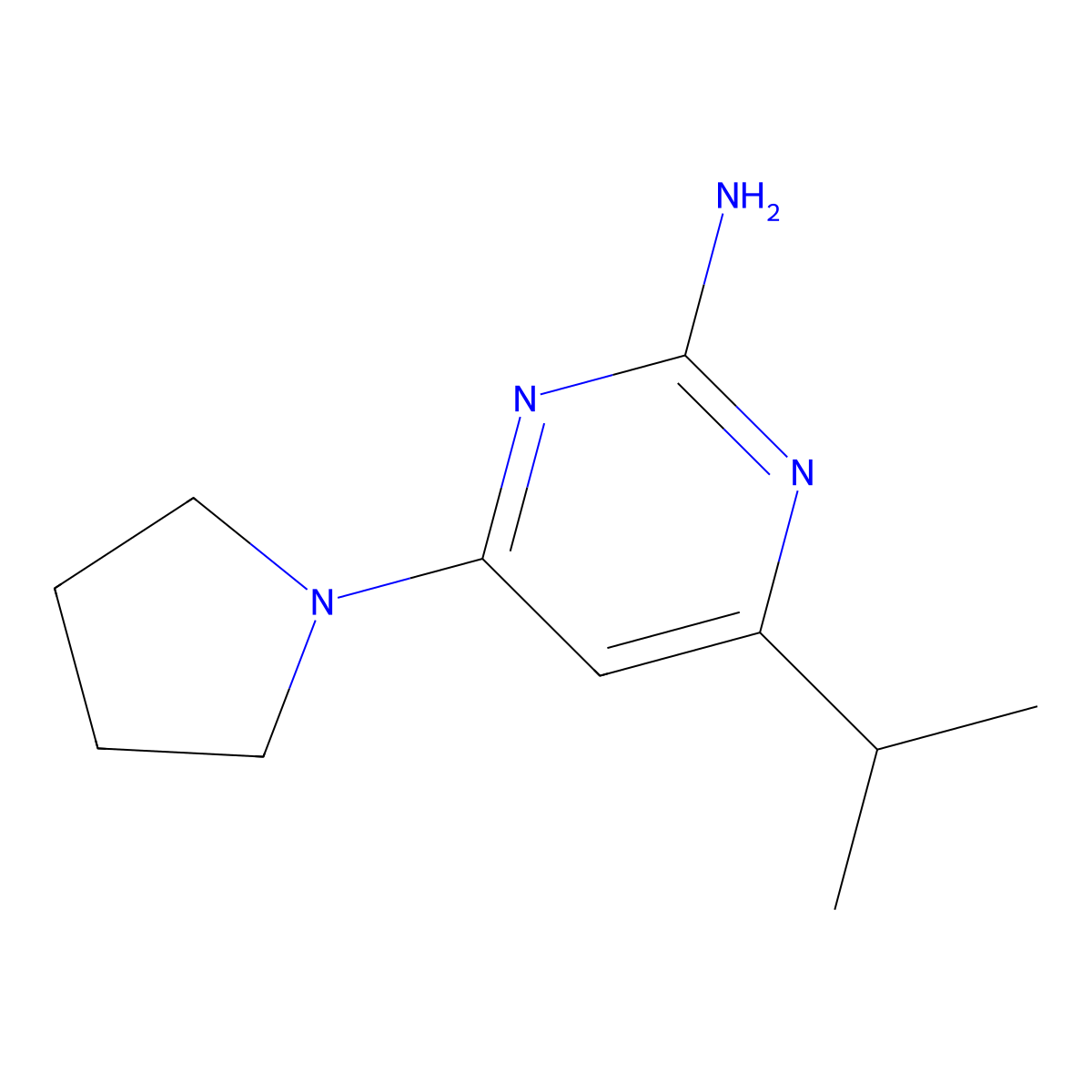 2-Amino-4-(pyrrolidin-1-yl)-6-(iso-propyl)pyrimidine molecular structure, CAS 1412958-63-4