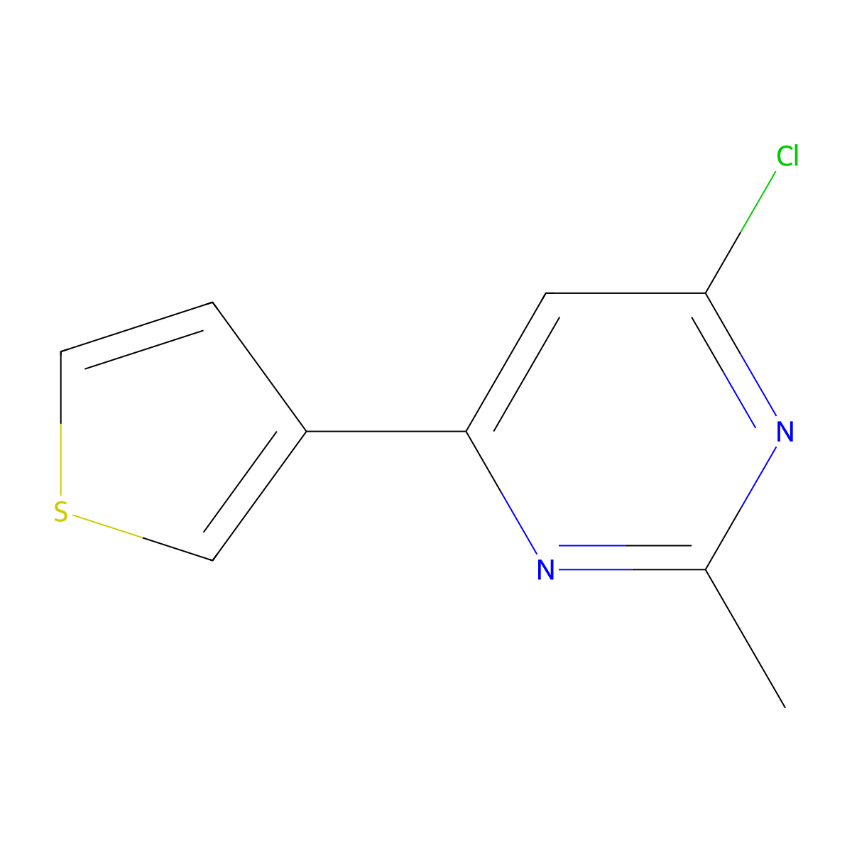 4-Chloro-2-methyl-6-(thiophen-3-yl)pyrimidine molecular structure, CAS 1412958-70-3