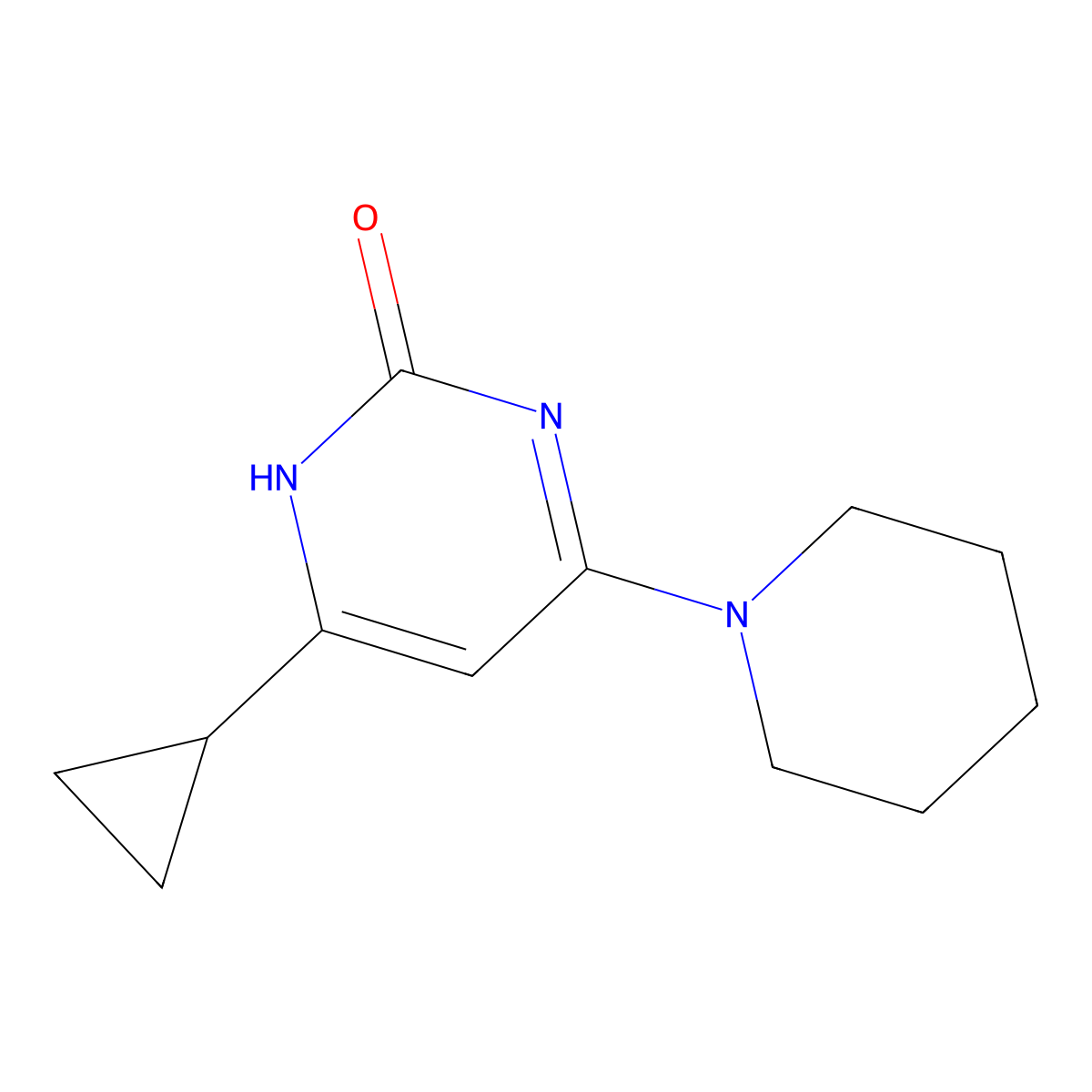 2-Hydroxy-4-(piperidin-1-yl)-6-cyclopropylpyrimidine molecular structure, CAS 1412958-72-5