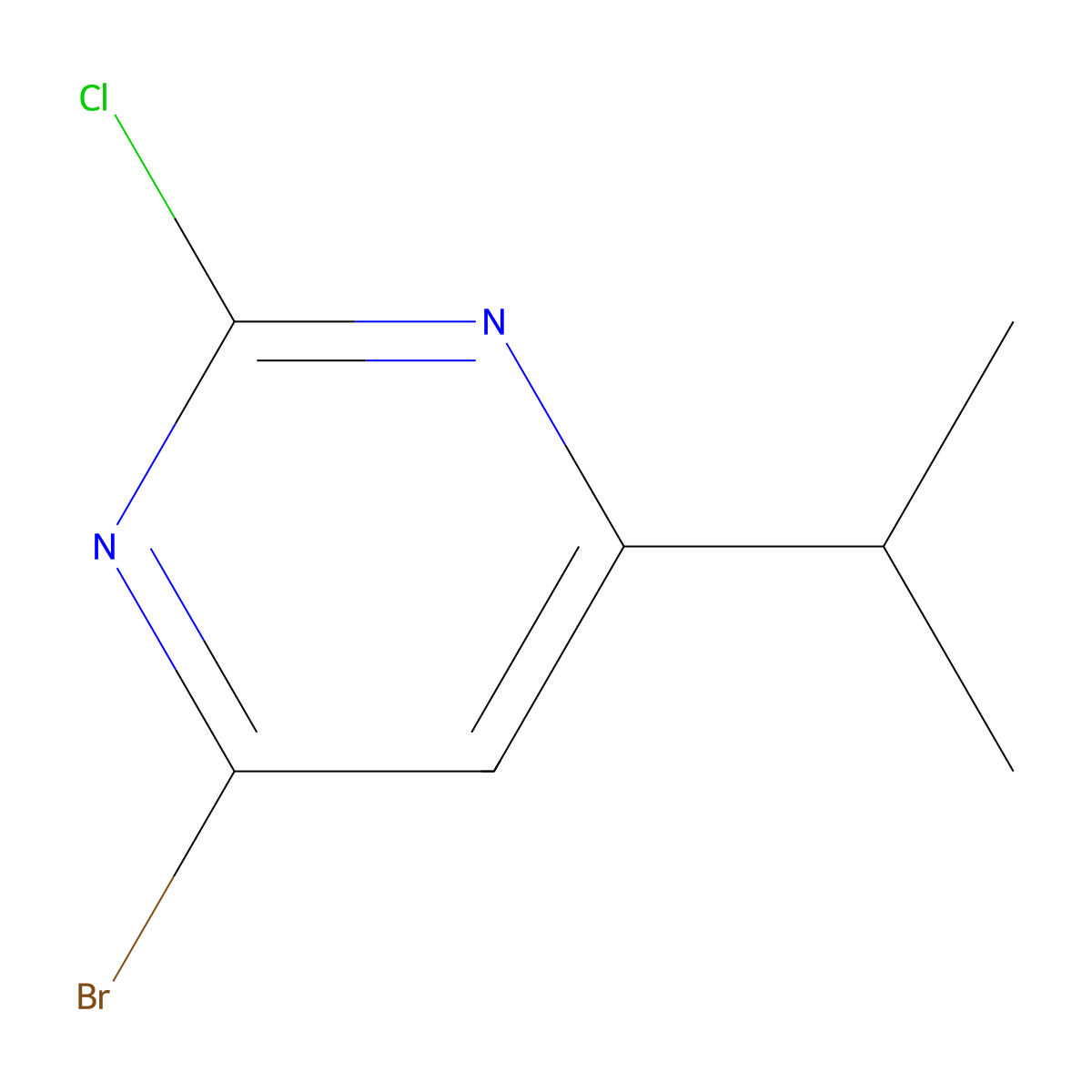 4-Bromo-2-chloro-6-isopropylpyrimidine molecular structure, CAS 1412958-75-8