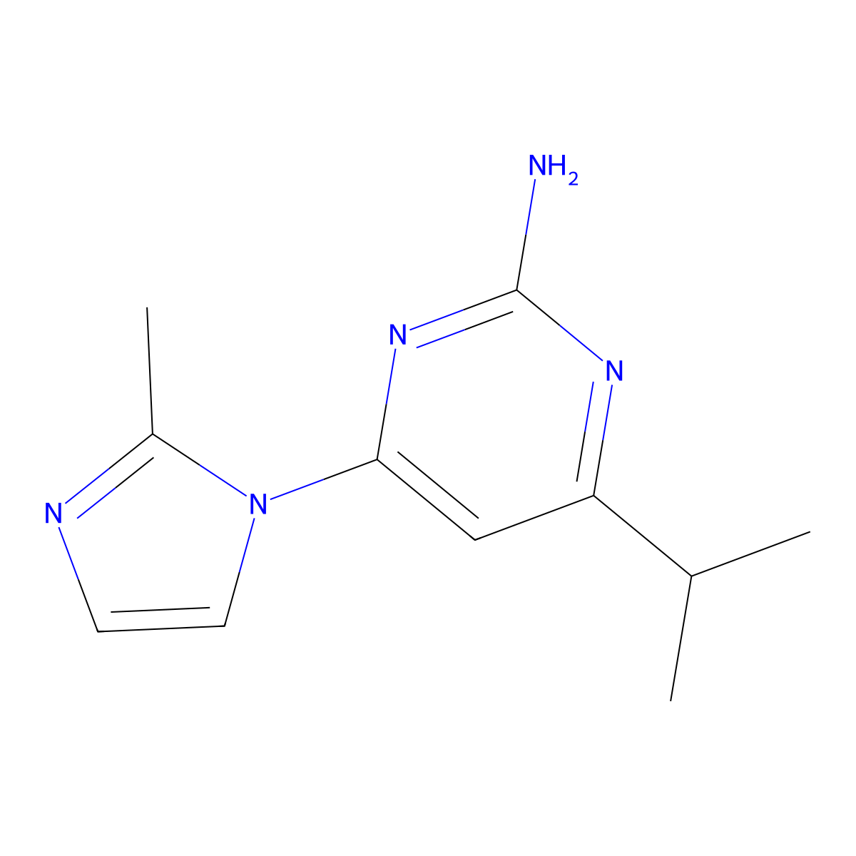 2-Amino-4-(1H-2-methylimidazol-1-yl)-6-(iso-propyl)pyrimidine molecular structure, CAS 1412958-80-5