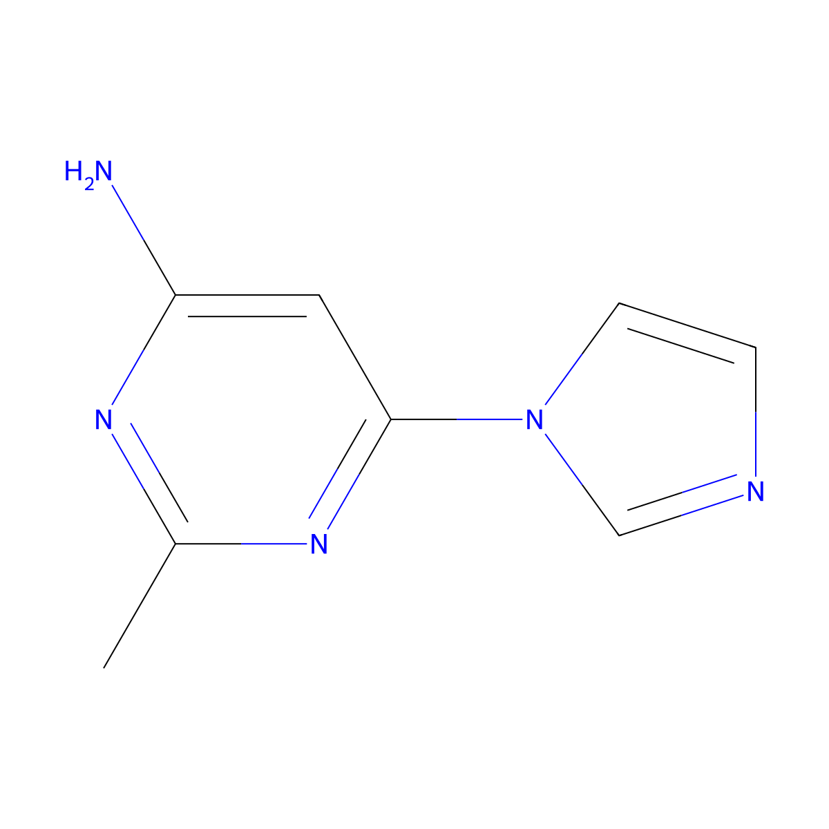 4-amino-2-methyl-6-(1H-imidazol-1-yl)pyrimidine molecular structure, CAS 1412958-82-7