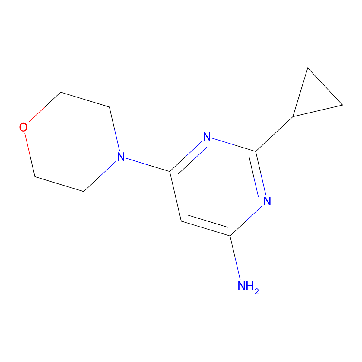 2-Cyclopropyl-6-morpholinopyrimidin-4-amine molecular structure, CAS 1412958-85-0