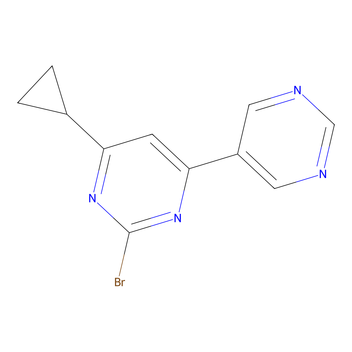 2-Bromo-4-(pyrimidin-5-yl)-6-cyclopropylpyrimidine molecular structure, CAS 1412958-90-7