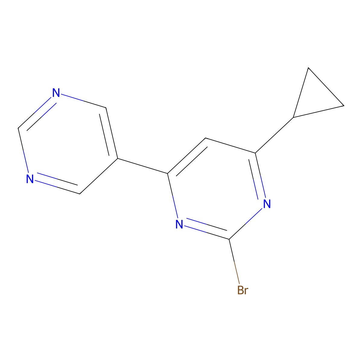 2-Bromo-4-(pyrimidin-5-yl)-6-cyclopropylpyrimidine molecular structure, CAS 1412958-90-7
