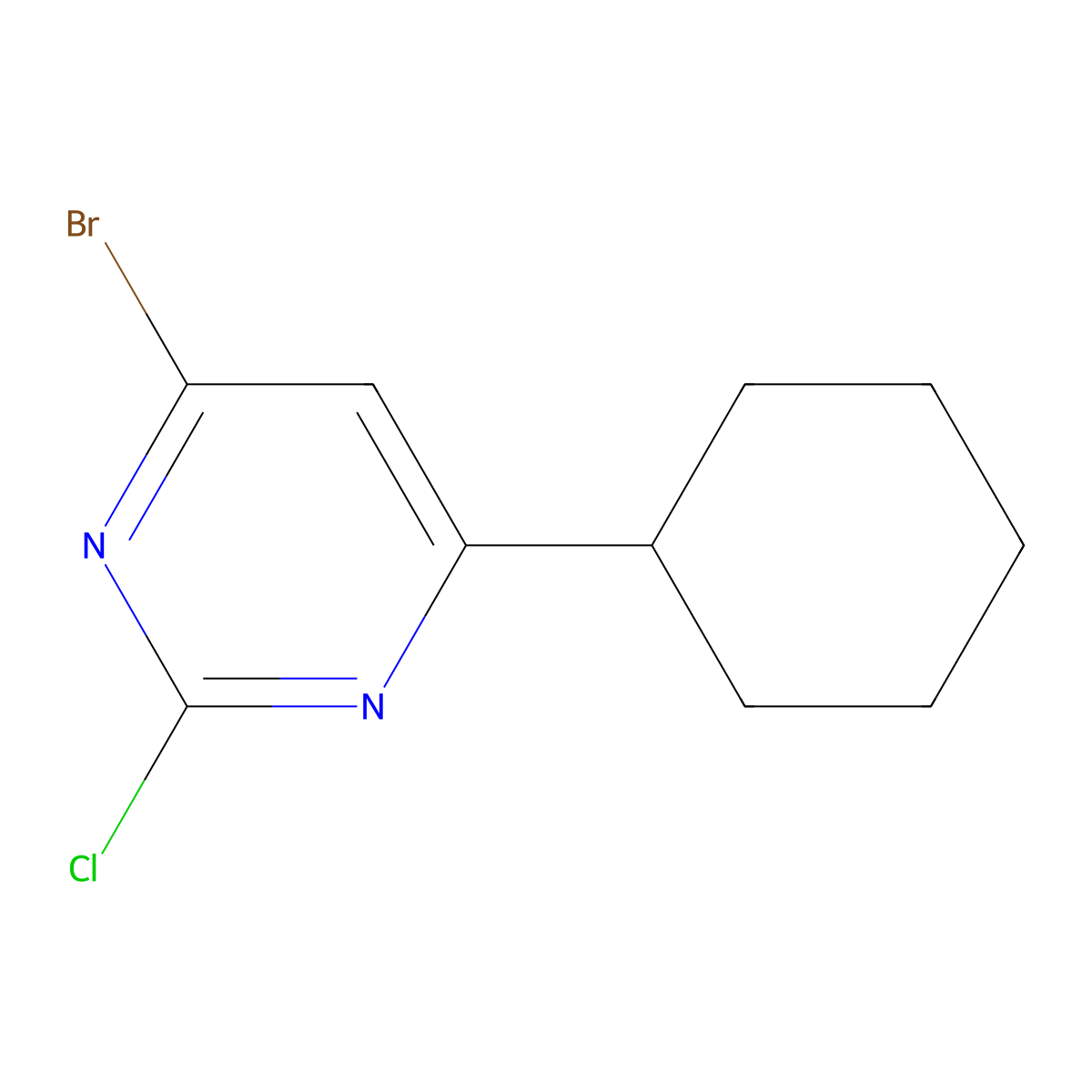2-Chloro-4-bromo-6-(cyclohexyl)pyrimidine molecular structure, CAS 1412958-92-9