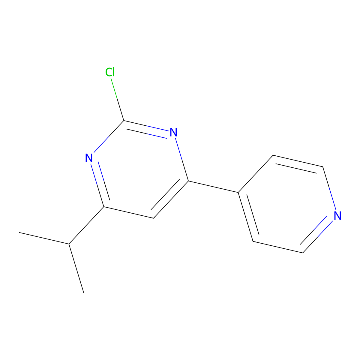 2-Chloro-4-(pyridin-4-yl)-6-(iso-propyl)pyrimidine molecular structure, CAS 1412958-93-0