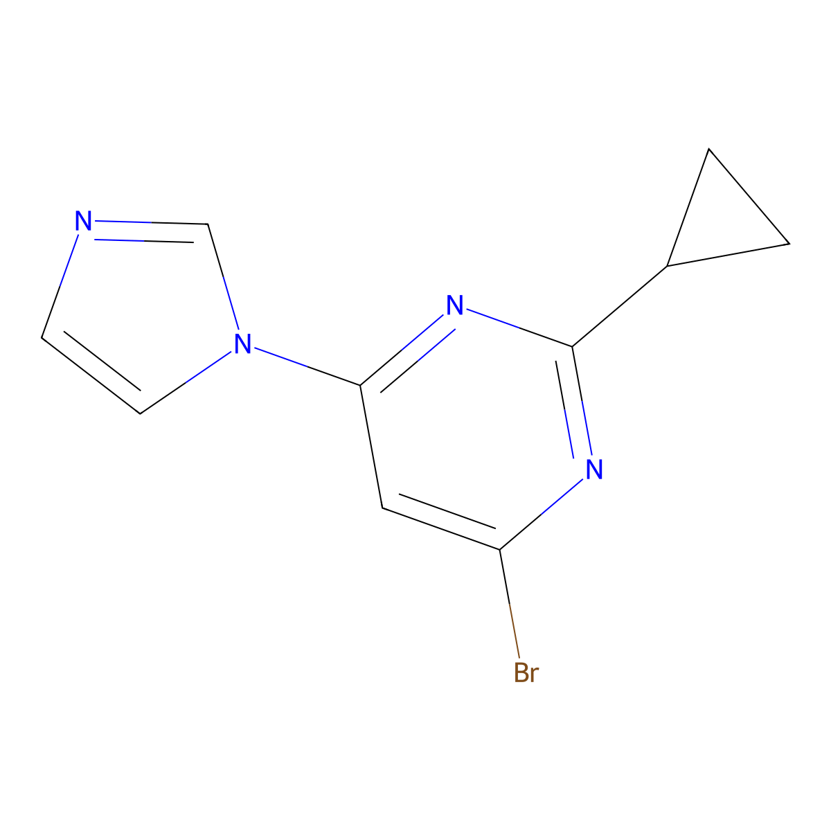4-Bromo-2-cyclopropyl-6-(imidazol-1-yl)pyrimidine molecular structure, CAS 1412958-99-6