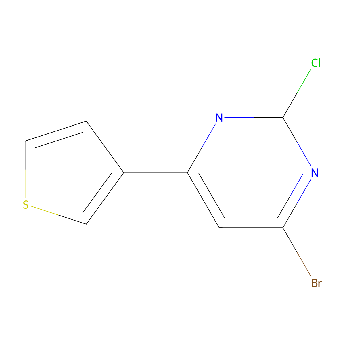 2-Chloro-4-bromo-6-(3-thienyl)pyrimidine molecular structure, CAS 1412959-01-3