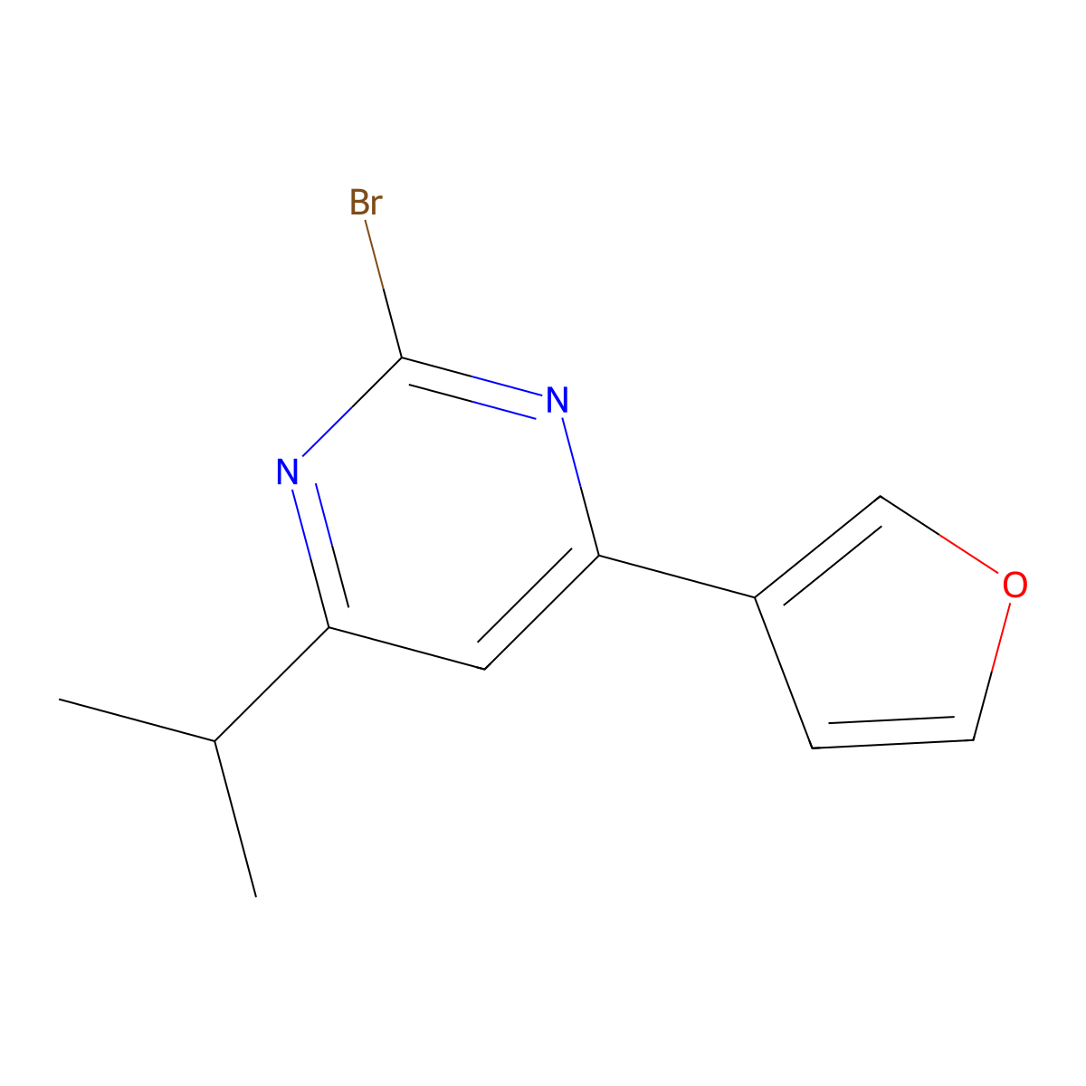 2-Bromo-4-(3-furyl)-6-(iso-propyl)pyrimidine molecular structure, CAS 1412959-02-4