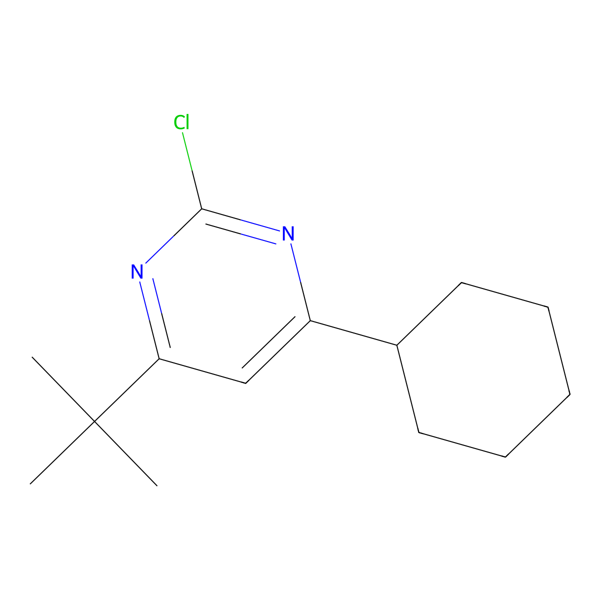 2-Chloro-4-(cyclohexyl)-6-(tert-butyl)pyrimidine molecular structure, CAS 1412959-05-7