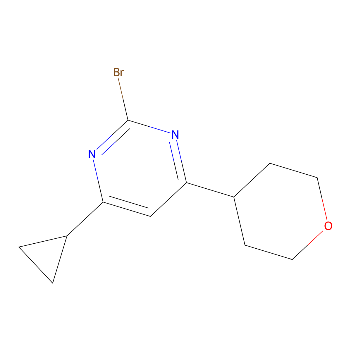 2-Bromo-4-(4-tetrahydropyranyl)-6-cyclopropylpyrimidine molecular structure, CAS 1412959-08-0
