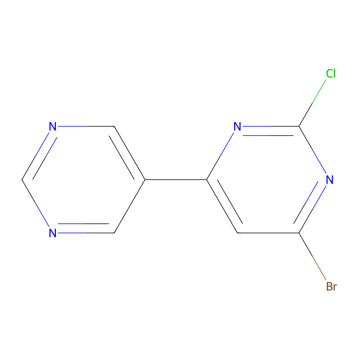 2-Chloro-4-bromo-6-(5-pyrimidyl)pyrimidine molecular structure, CAS 1412959-10-4