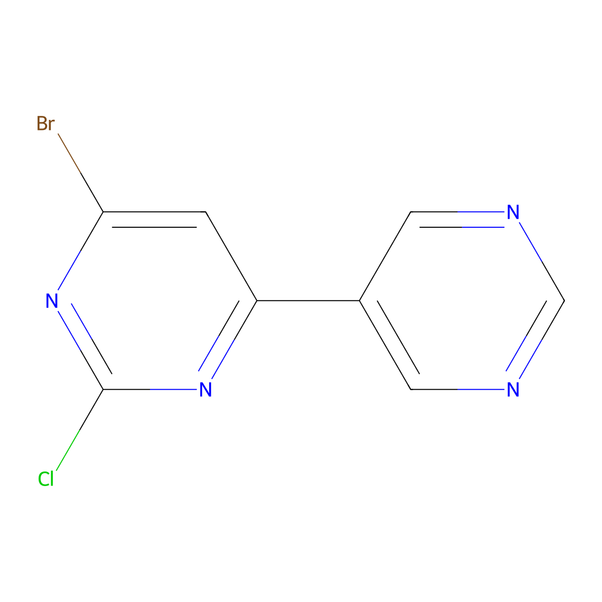 2-Chloro-4-bromo-6-(5-pyrimidyl)pyrimidine molecular structure, CAS 1412959-10-4