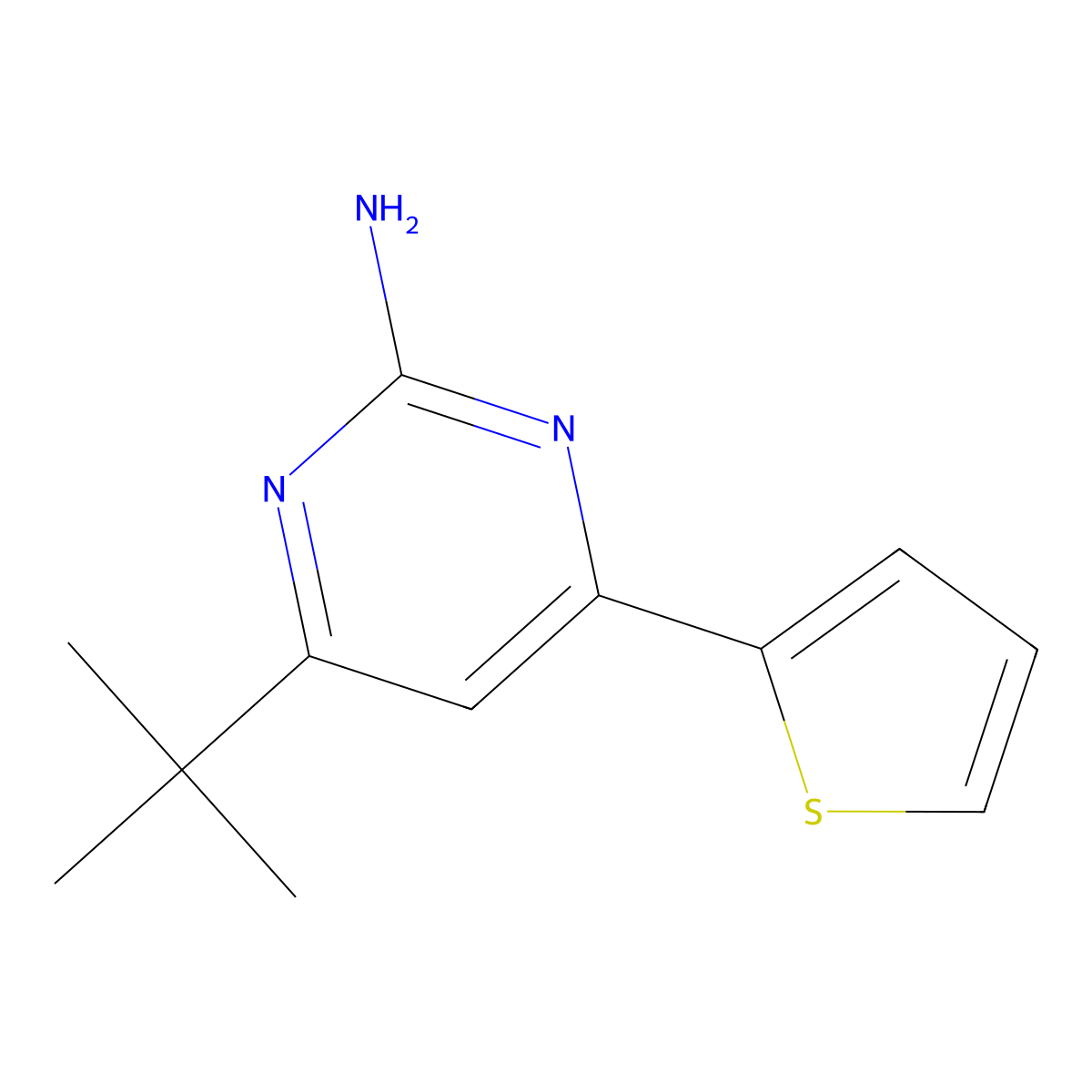 2-Amino-4-(2-thienyl)-6-(tert-butyl)pyrimidine molecular structure, CAS 1412959-13-7