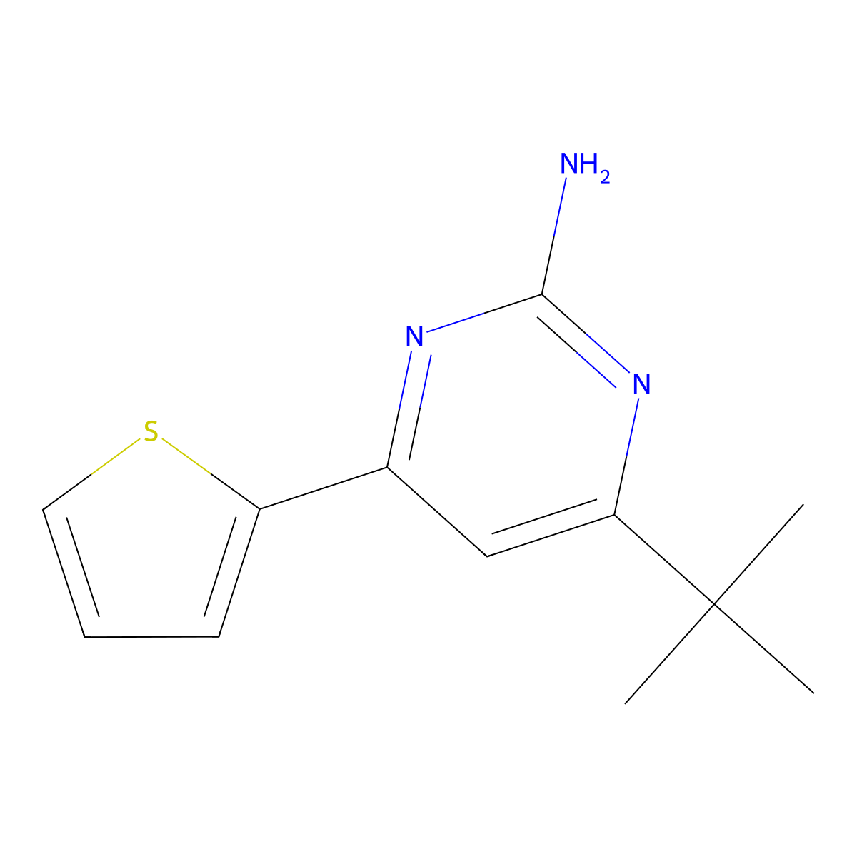 2-Amino-4-(2-thienyl)-6-(tert-butyl)pyrimidine molecular structure, CAS 1412959-13-7