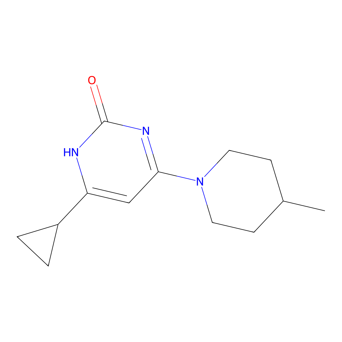 2-Hydroxy-4-(4-methylpiperidin-1-yl)-6-cyclopropylpyrimidine molecular structure, CAS 1412959-14-8