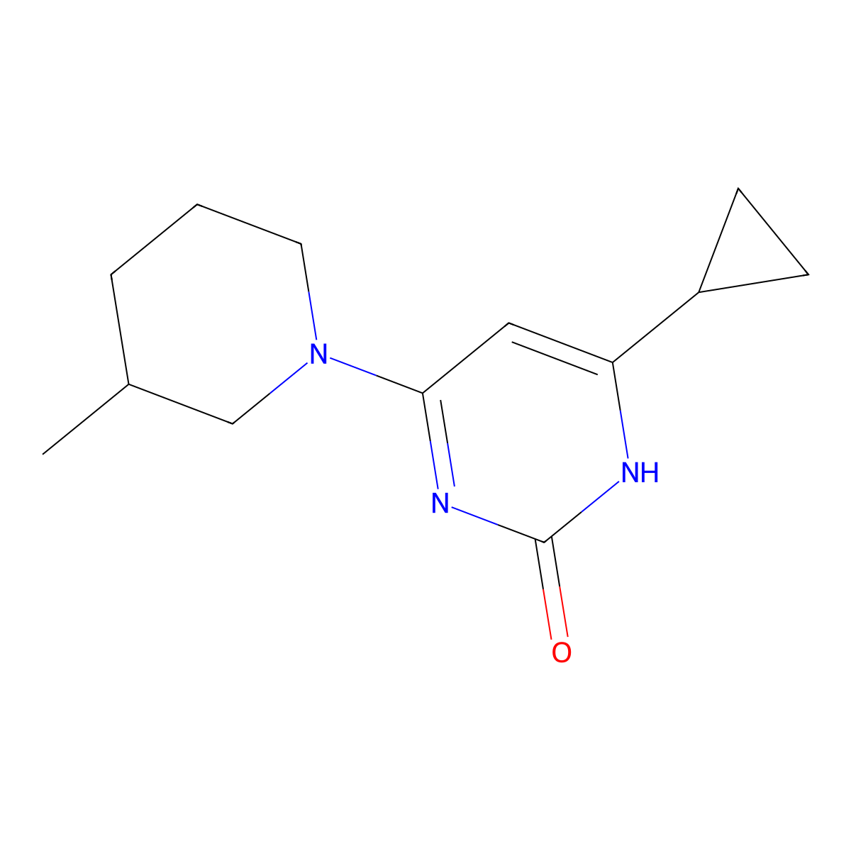 2-Hydroxy-4-(3-methylpiperidin-1-yl)-6-cyclopropylpyrimidine molecular structure, CAS 1412959-17-1