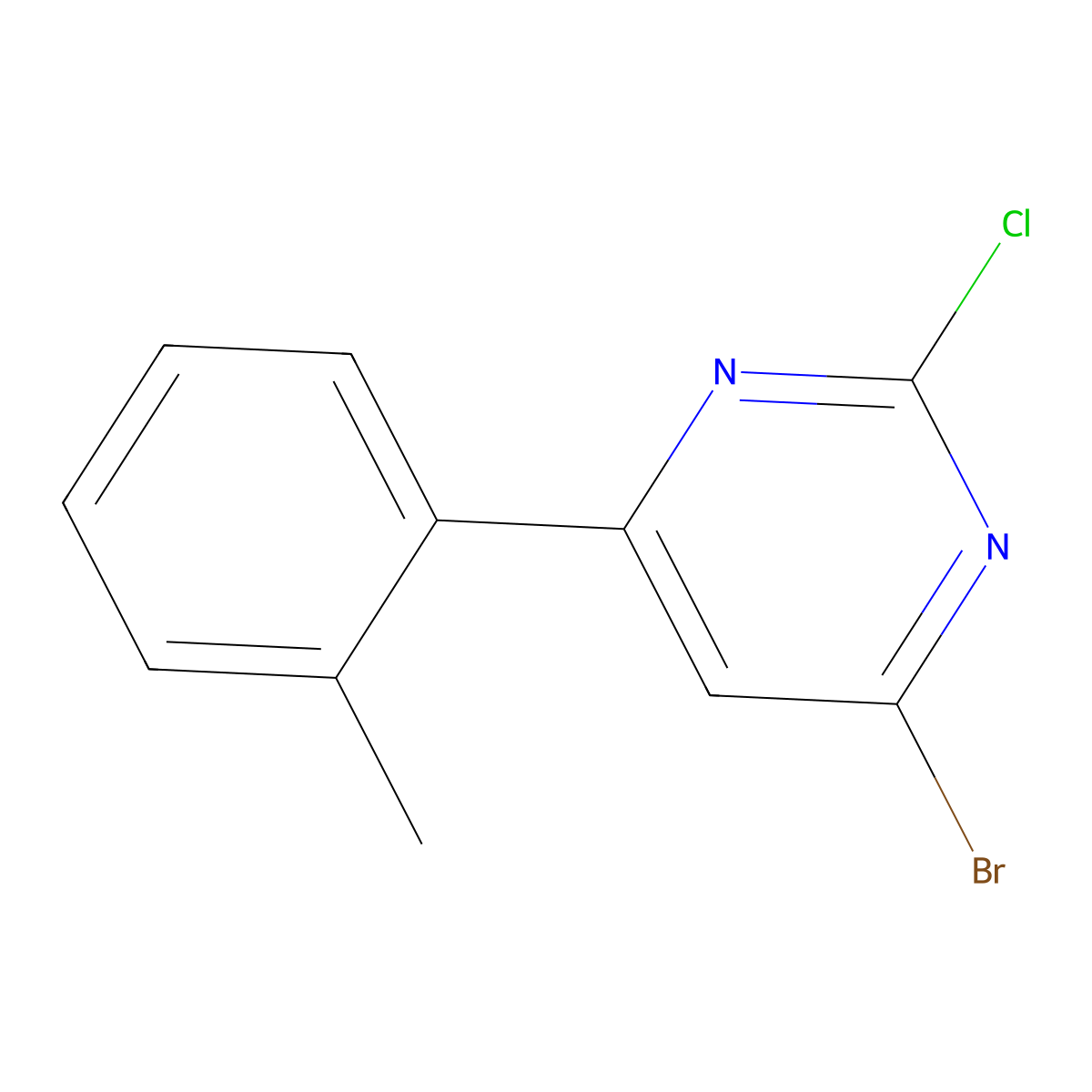 2-Chloro-4-bromo-6-(2-tolyl)pyrimidine molecular structure, CAS 1412959-19-3