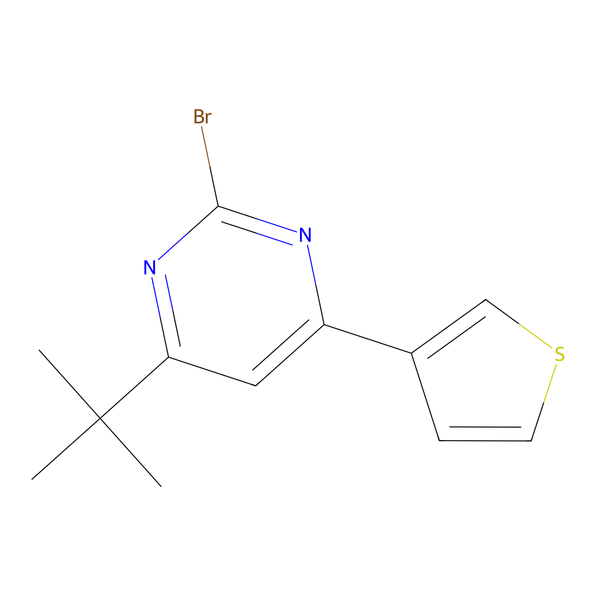 2-Bromo-4-(3-thienyl)-6-(tert-butyl)pyrimidine molecular structure, CAS 1412959-20-6