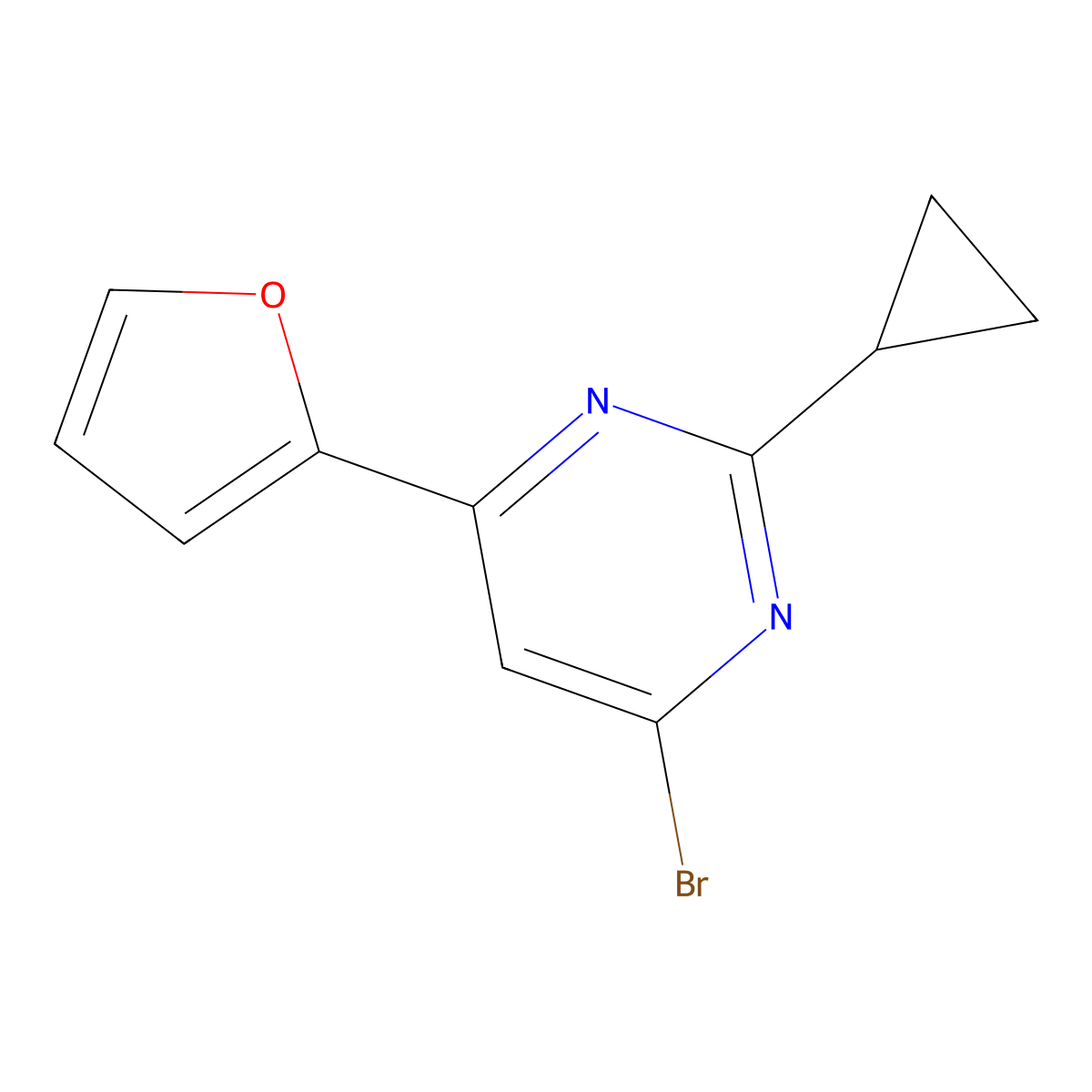 4-Bromo-2-cyclopropyl-6-(2-furyl)pyrimidine molecular structure, CAS 1412959-23-9