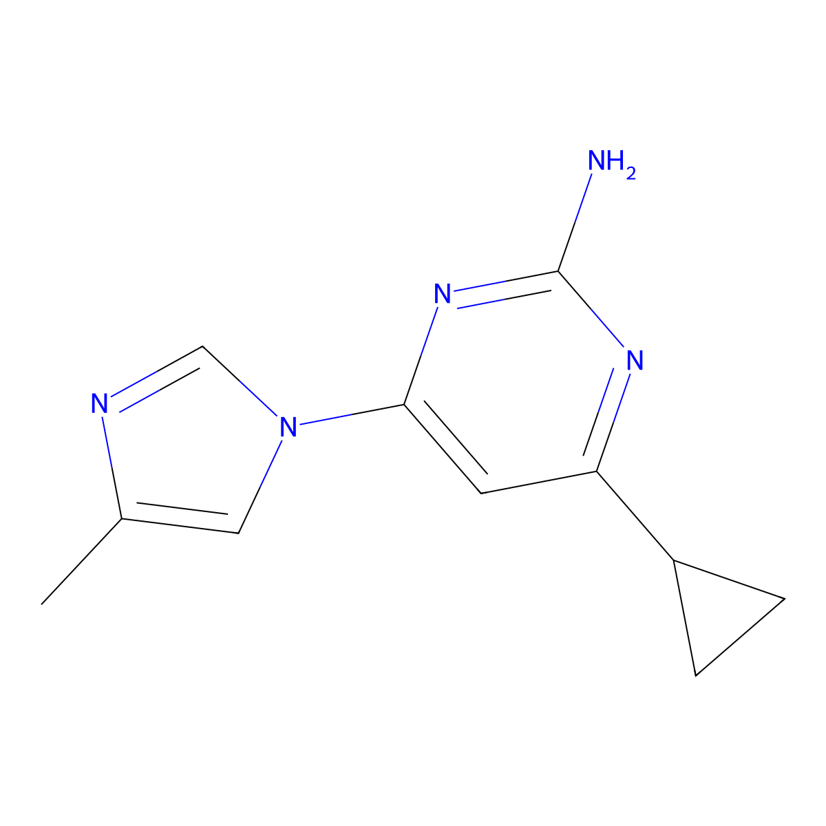 2-amino-4-(1H-4-methylimidazol-1-yl)-6-cyclopropylpyrimidine molecular structure, CAS 1412959-24-0