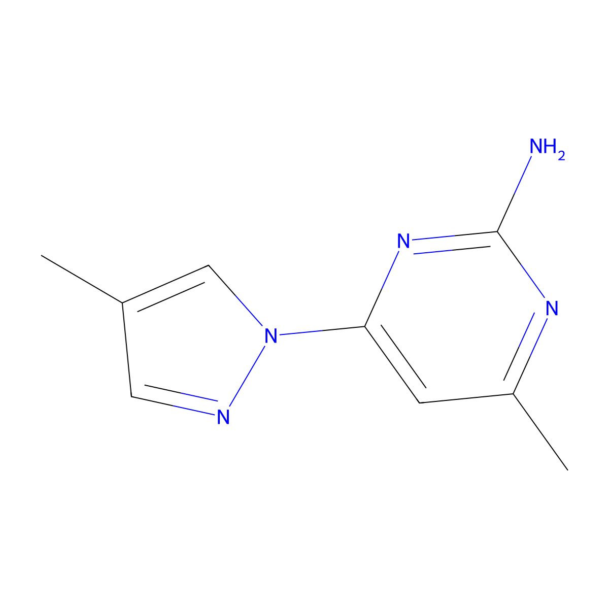 2-Amino-4-(4-methyl-1H-pyrazol-1-yl)-6-methylpyrimidine molecular structure, CAS 1412959-28-4