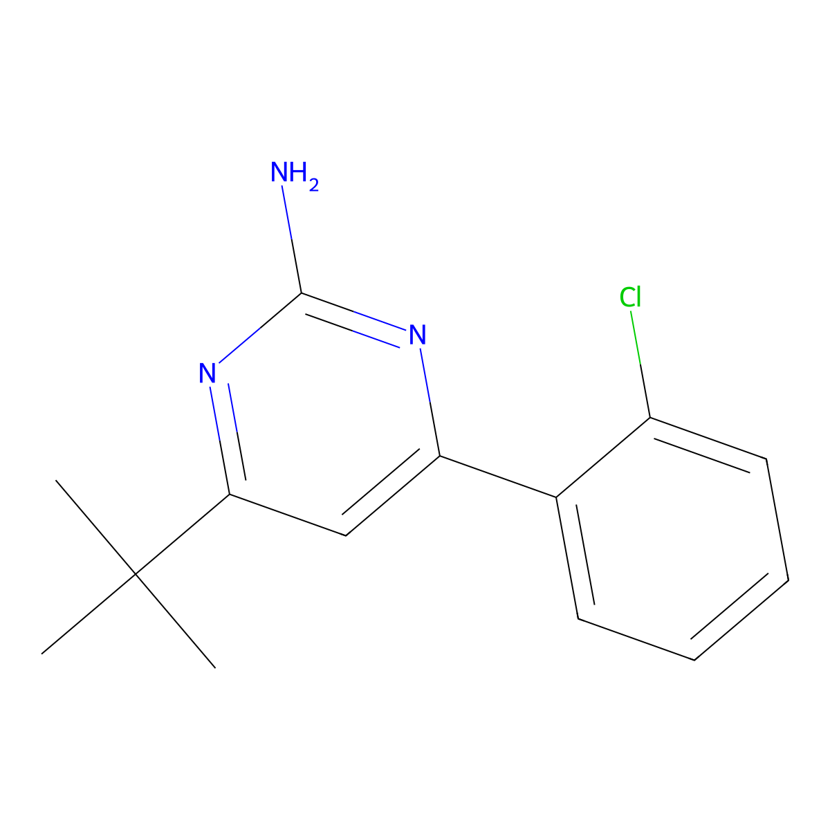 2-Amino-4-(2-chlorophenyl)-6-(tert-butyl)pyrimidine molecular structure, CAS 1412959-29-5