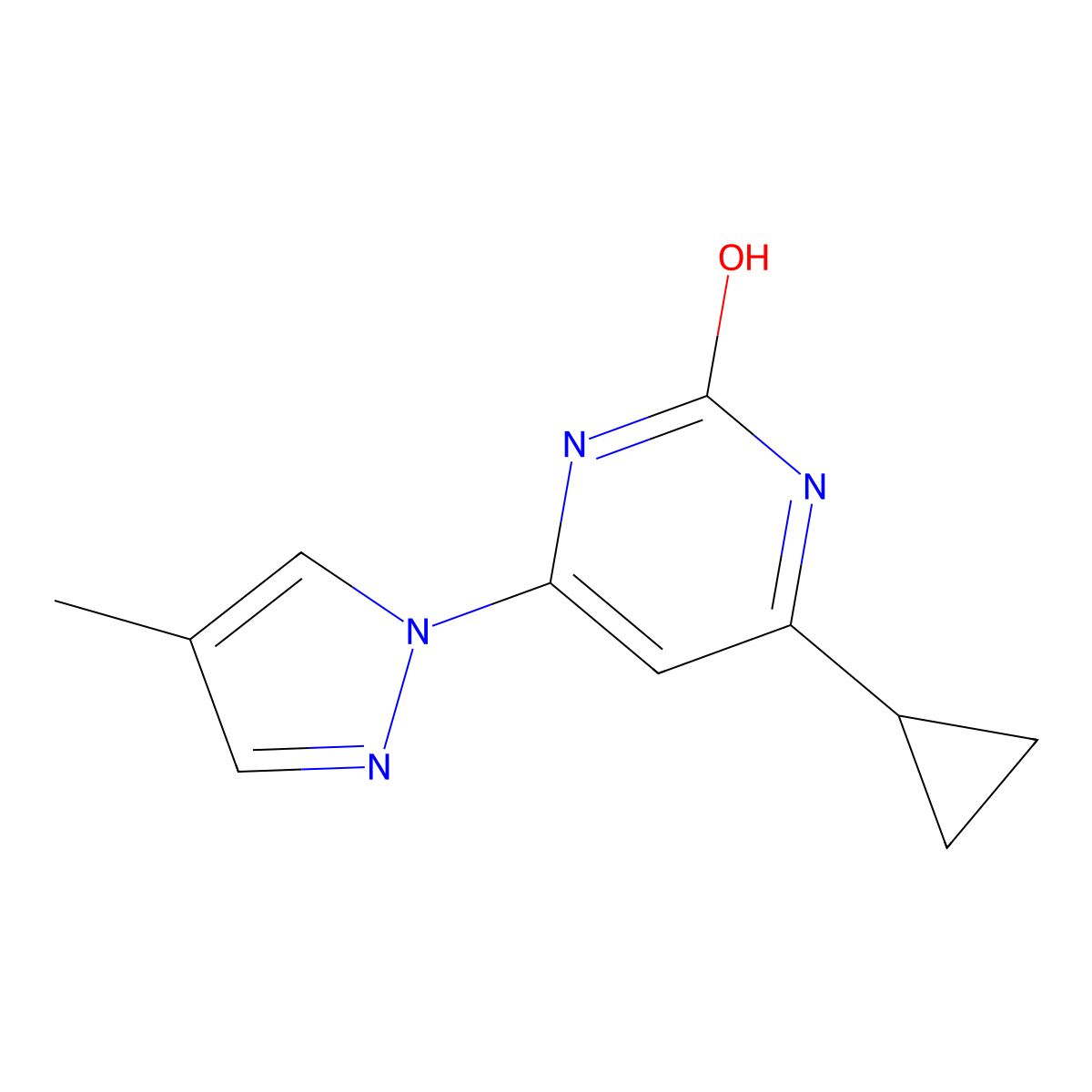 2-hydroxy-4-(1H-4-methylpyrozol-1-yl)-6-cyclopropylpyrimidine molecular structure, CAS 1412959-31-9