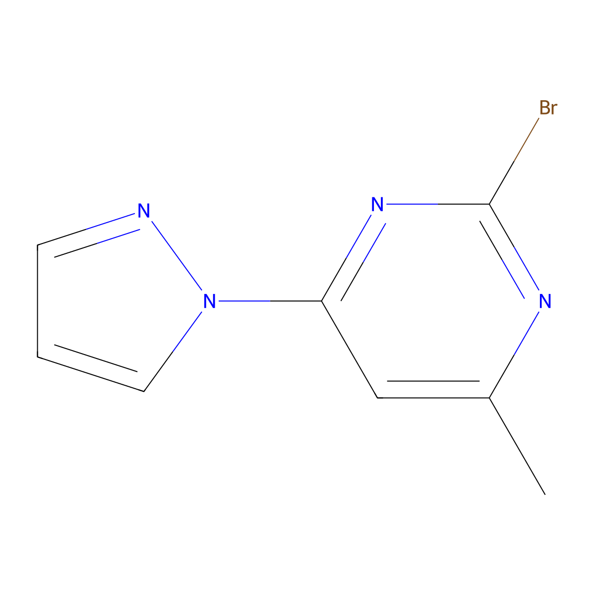 2-Bromo-4-(1H-pyrazol-1-yl)-6-methylpyrimidine molecular structure, CAS 1412959-32-0
