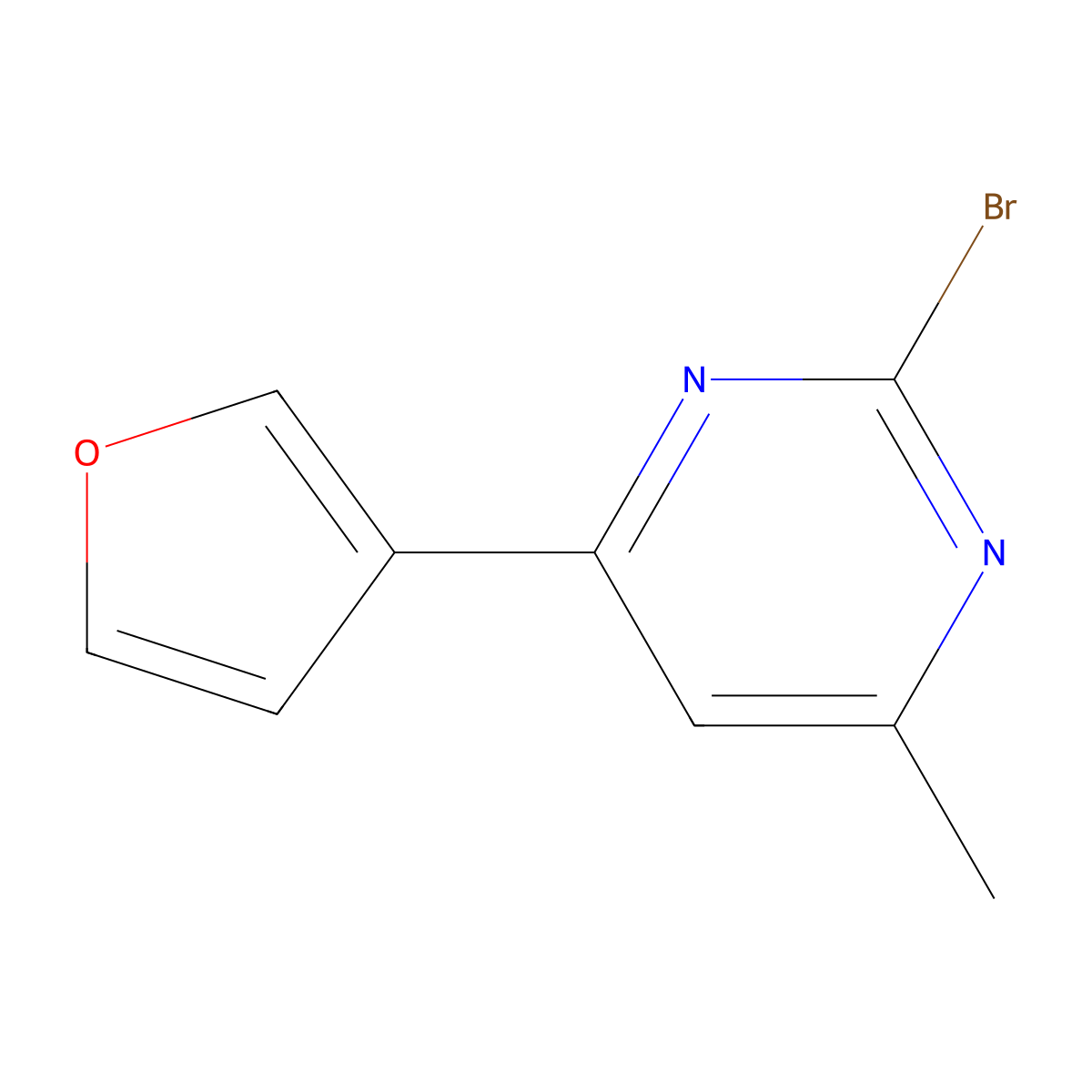 2-Bromo-4-(3-furyl)-6-methylpyrimidine molecular structure, CAS 1412959-34-2