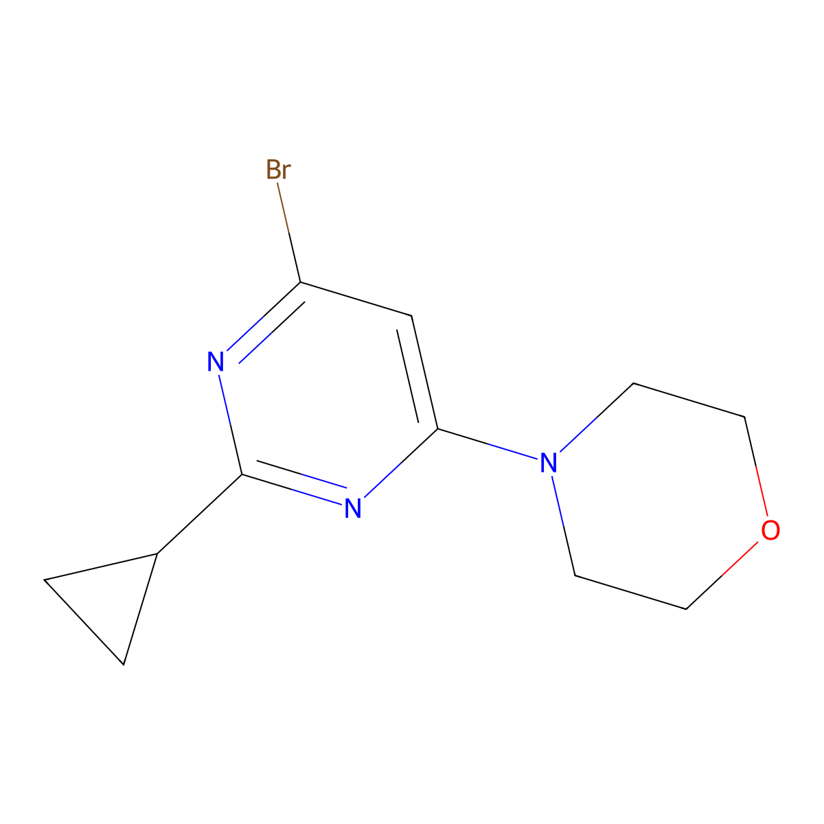 4-Bromo-2-cyclopropyl-6-(morpholino)pyrimidine molecular structure, CAS 1412959-37-5