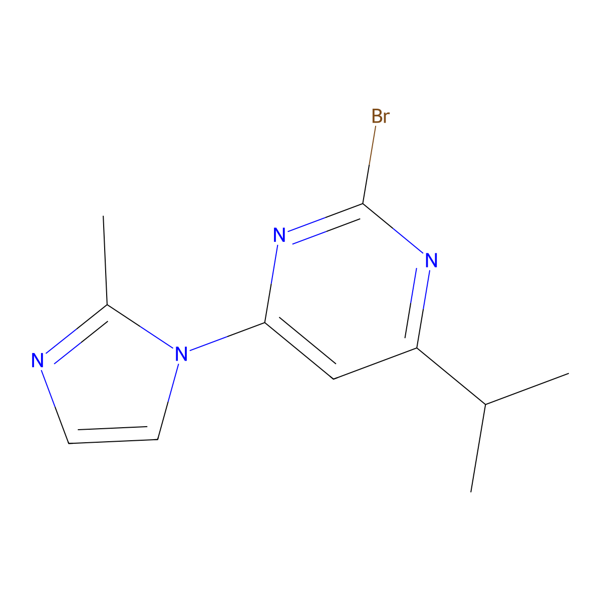 2-Bromo-4-(1H-2-methylimidazol-1-yl)-6-(iso-propyl)pyrimidine molecular structure, CAS 1412959-41-1