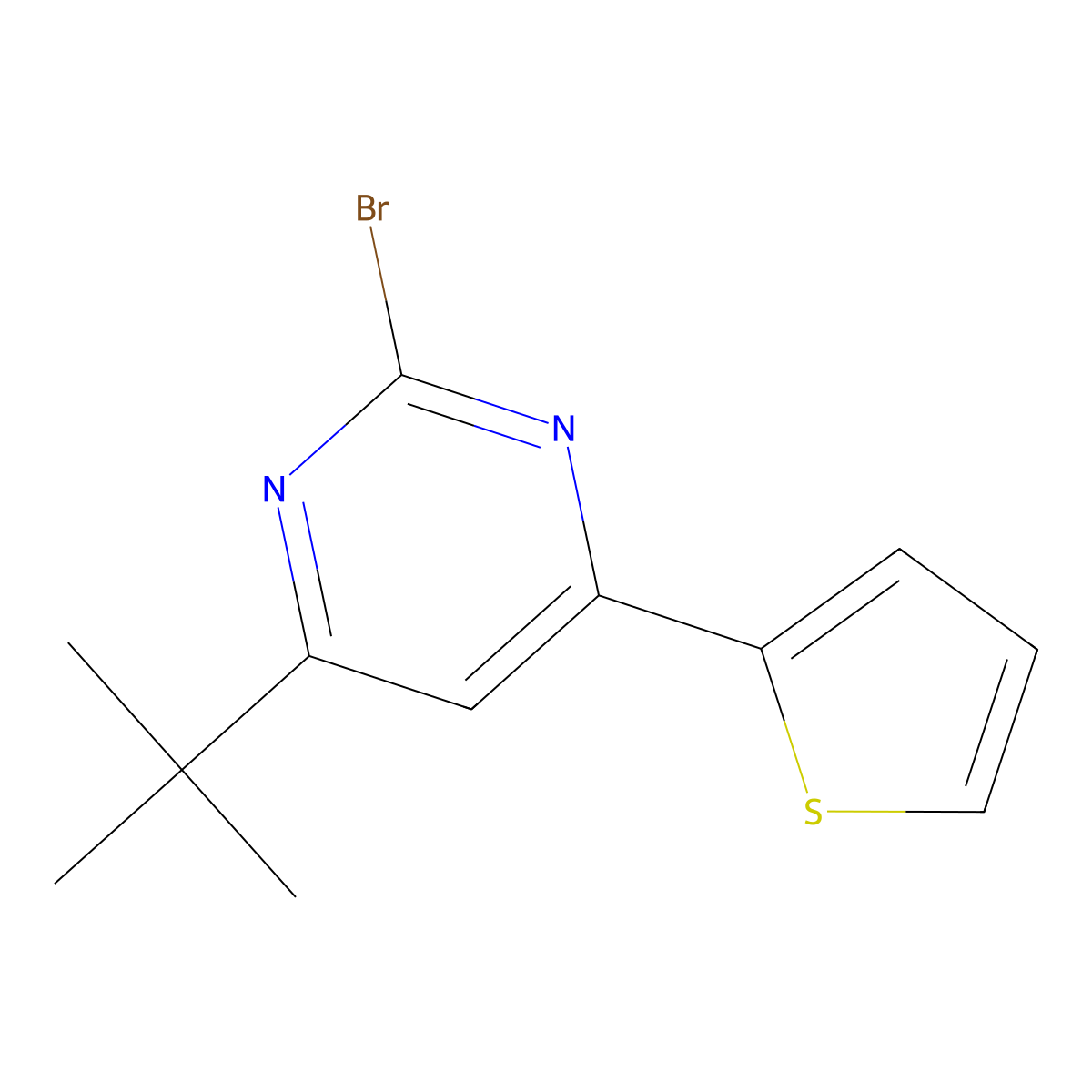 2-Bromo-4-(2-thienyl)-6-(tert-butyl)pyrimidine molecular structure, CAS 1412959-48-8